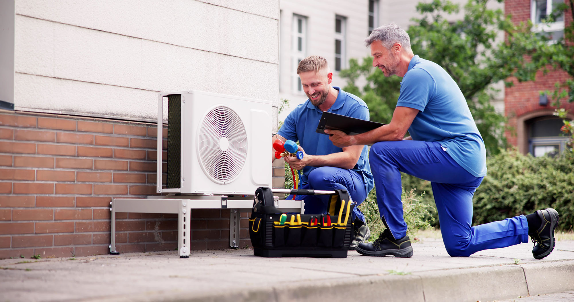 HVAC technician on the job